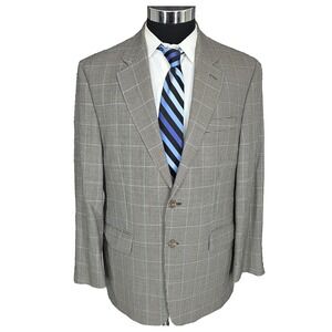 Lauren Ralph Lauren Blazer Mens 42R Gray Sports Coat 2 Buttons Wool Houndstooth
